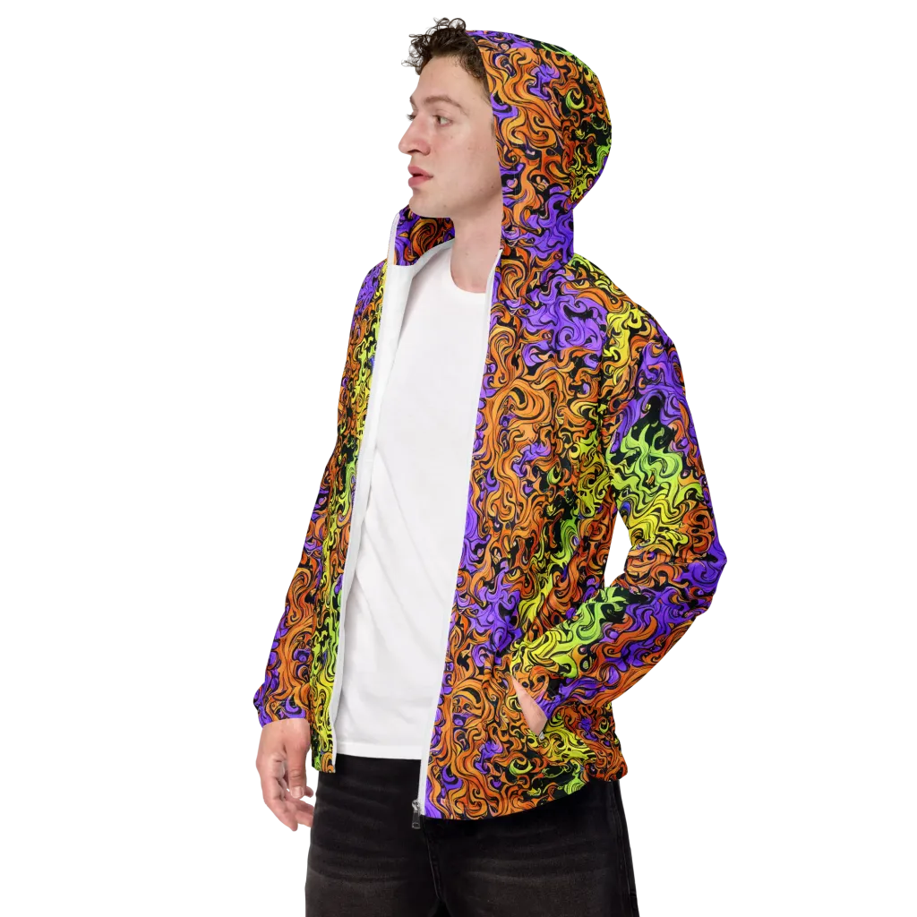 Neon Spell on Men's Windbreaker — Left Front