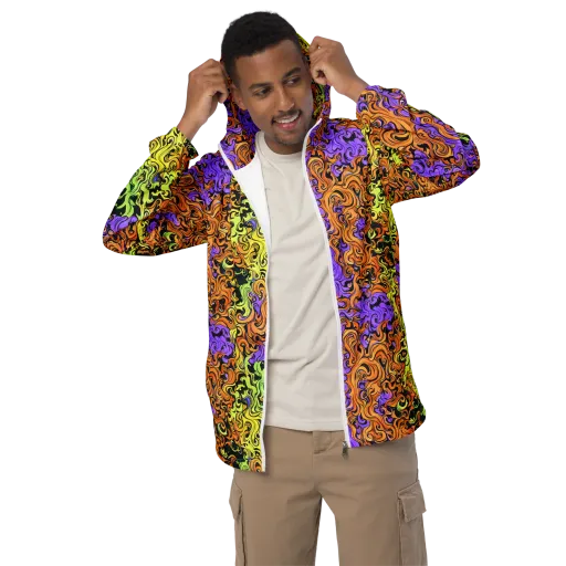 Neon Spell on a Men's Windbreaker