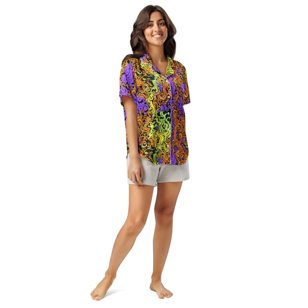 Neon Spell on Women's Short Sleeve Pajama Top — Front