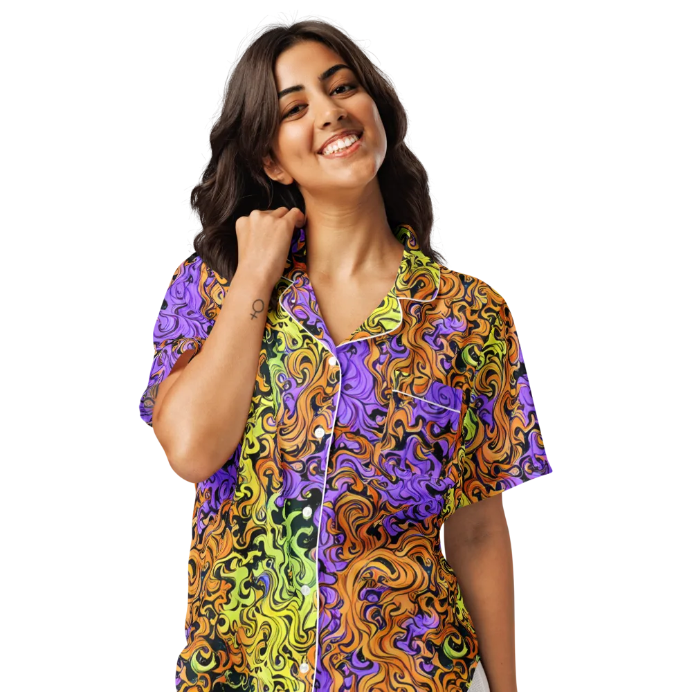 Neon Spell on Women's Short Sleeve Pajama Top — Front