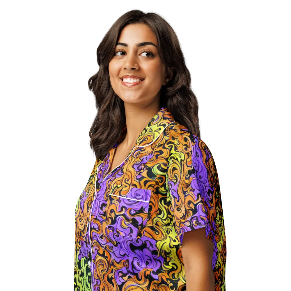 Neon Spell on Women's Short Sleeve Pajama Top — Left Front