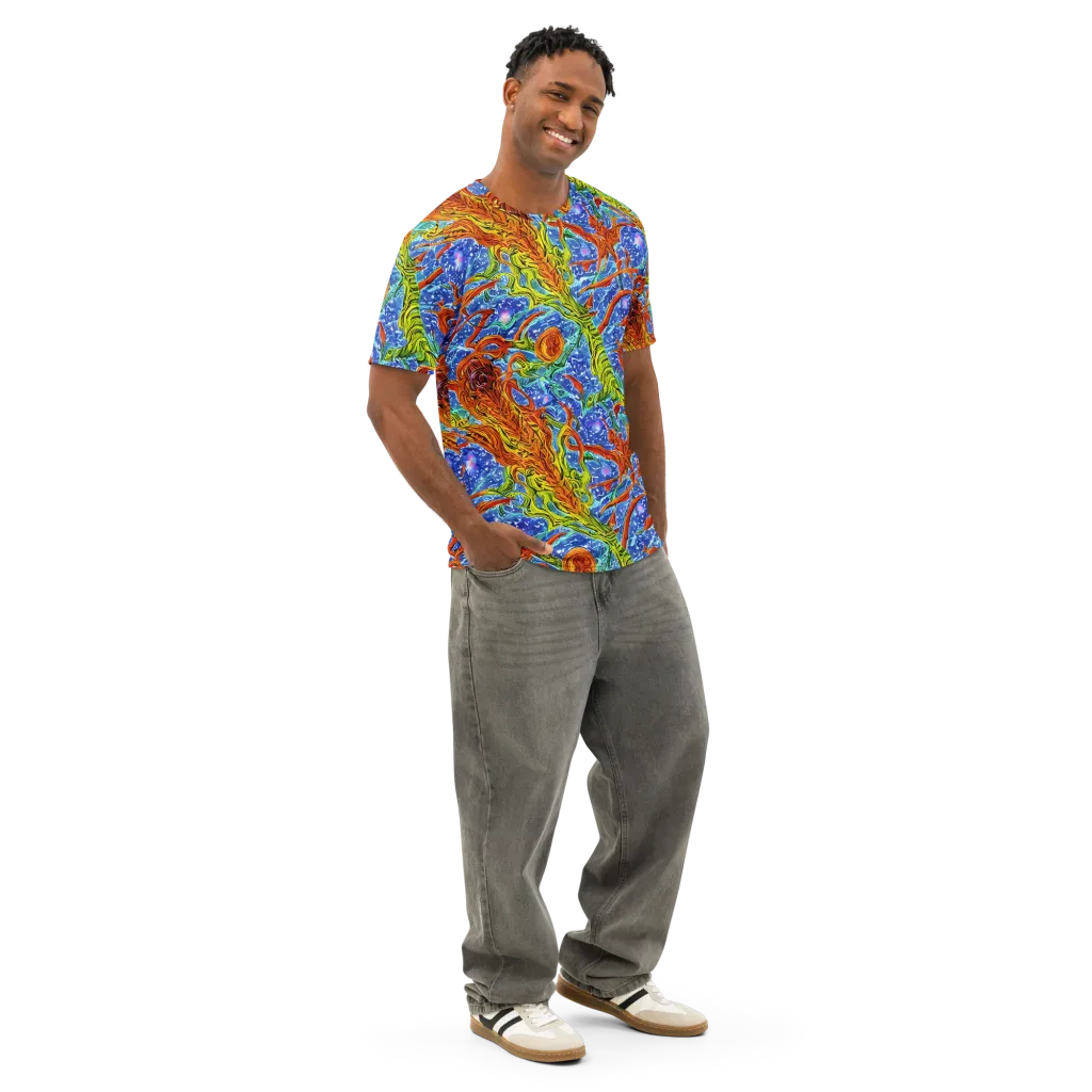 Molten Tide on Men's Cotton Crew Neck T-Shirt — Right Front