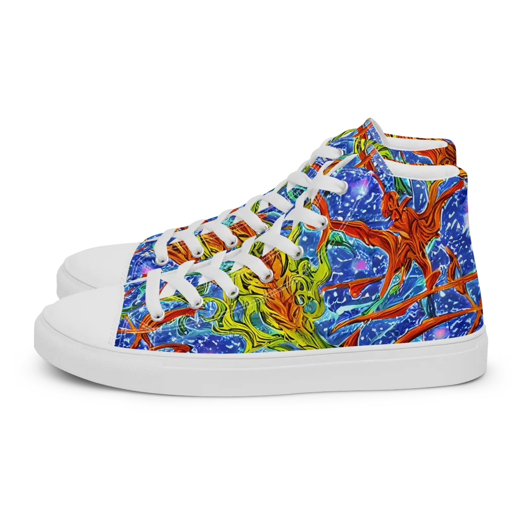 Molten Tide on Men's High Top Canvas Shoes — Left