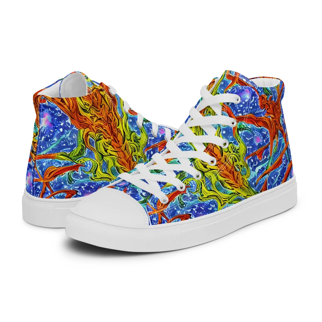 Molten Tide on Men's High Top Canvas Shoes — Left