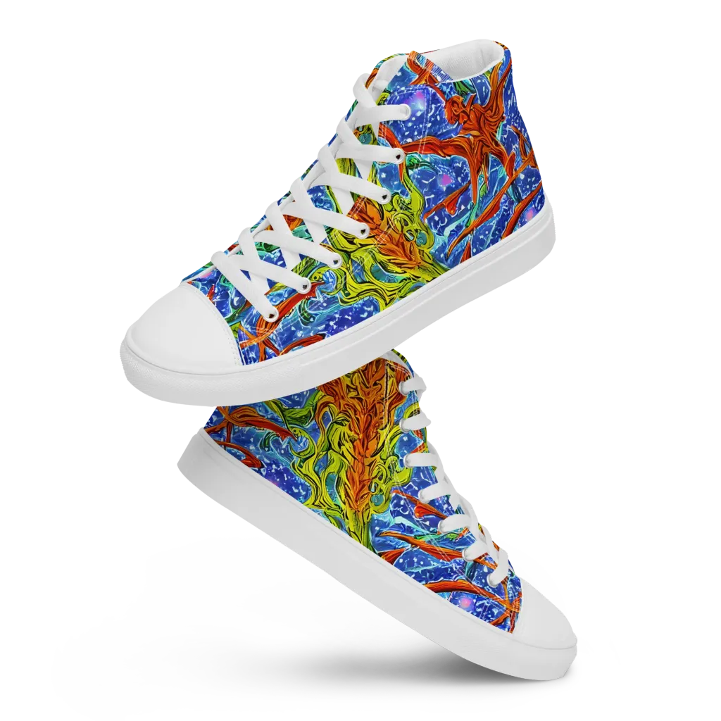 Molten Tide on Men's High Top Canvas Shoes — Front