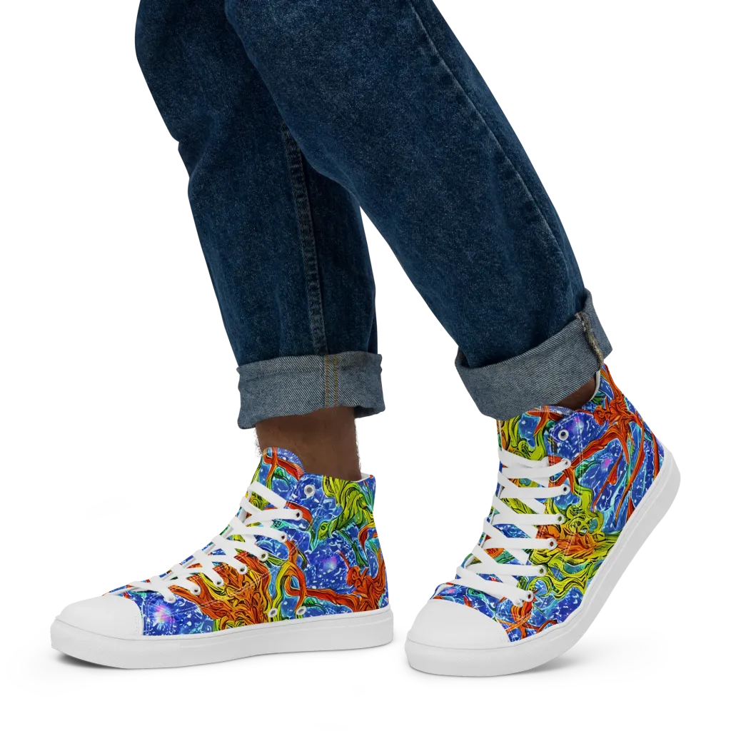 Molten Tide on Men's High Top Canvas Shoes — Left