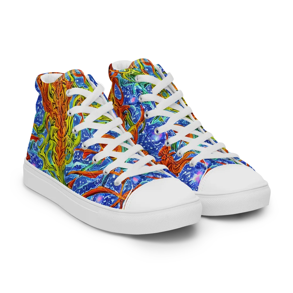 Molten Tide on Women's High Top Canvas Shoes — Right Front