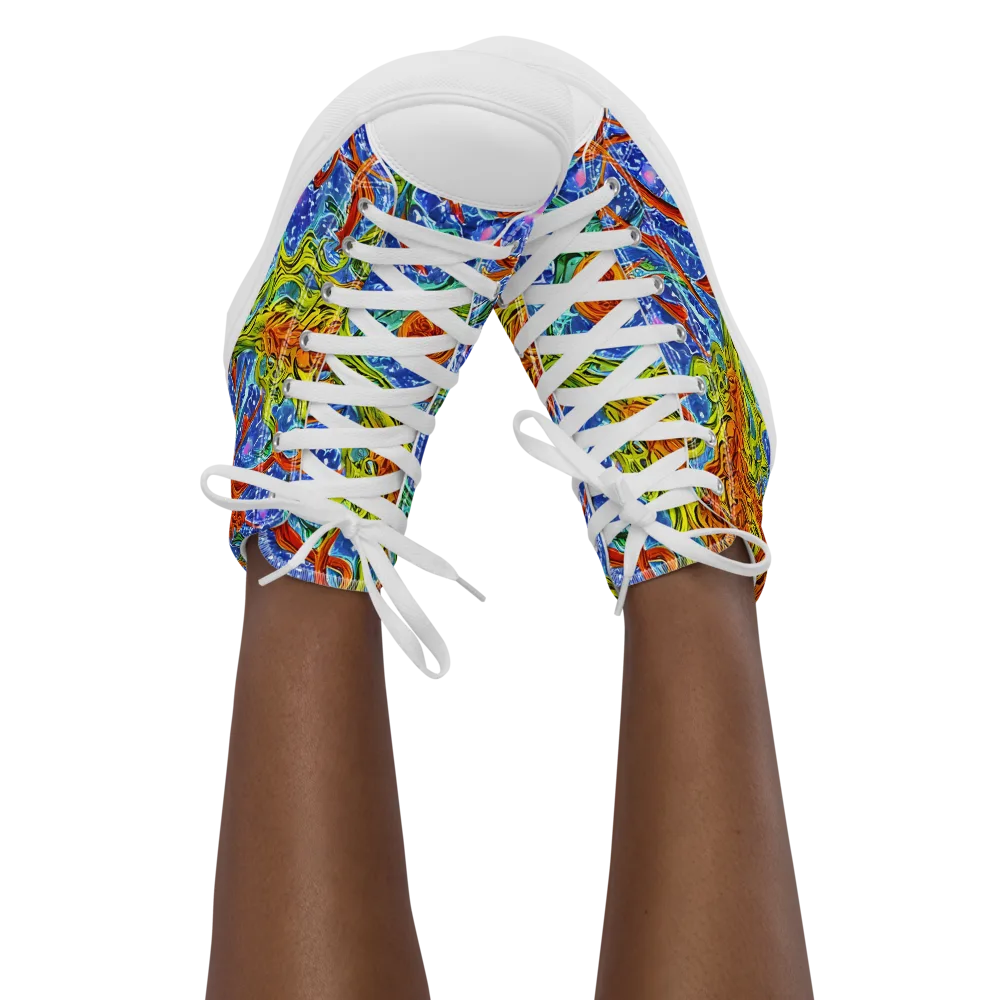 Molten Tide on Women's High Top Canvas Shoes — Front