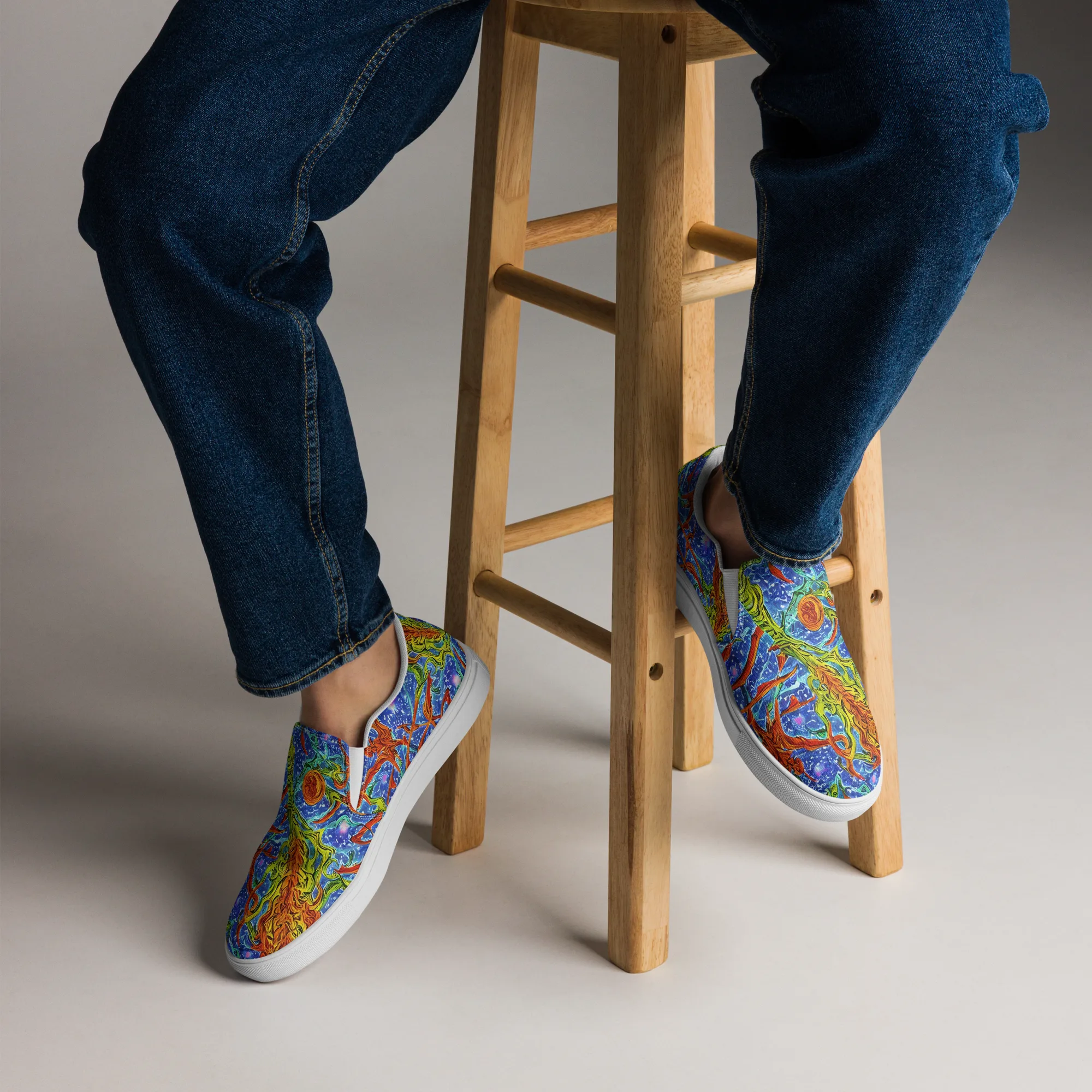 Molten Tide on Men's Slip-On Canvas Shoes — Front