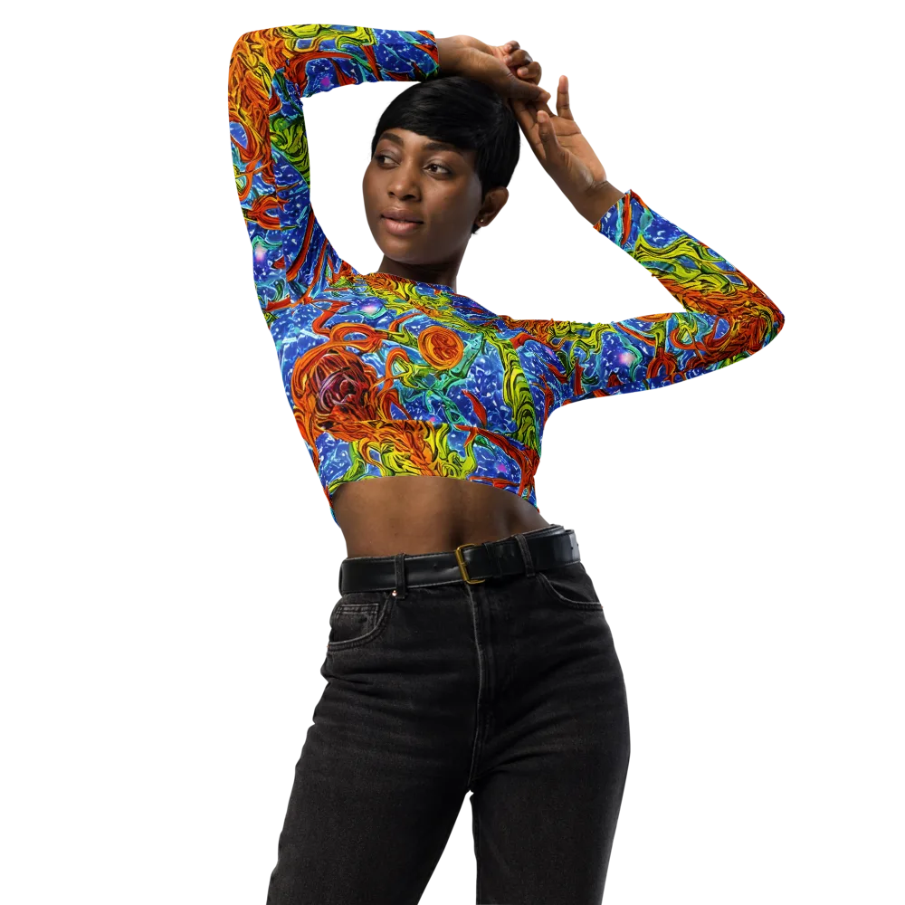Molten Tide on Long Sleeve Crop Top — Front