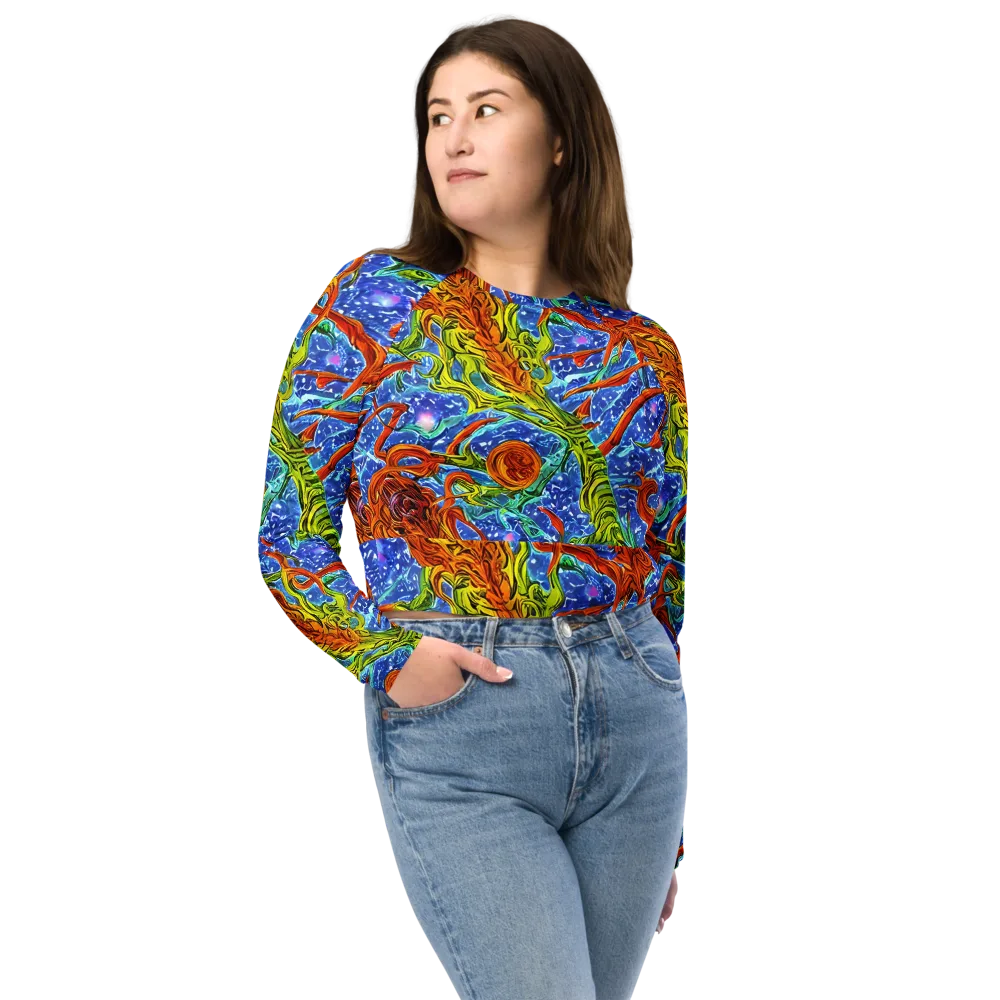 Molten Tide on Long Sleeve Crop Top — Front