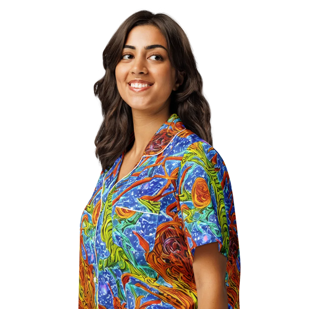Molten Tide on Women's Short Sleeve Pajama Top — Left Front