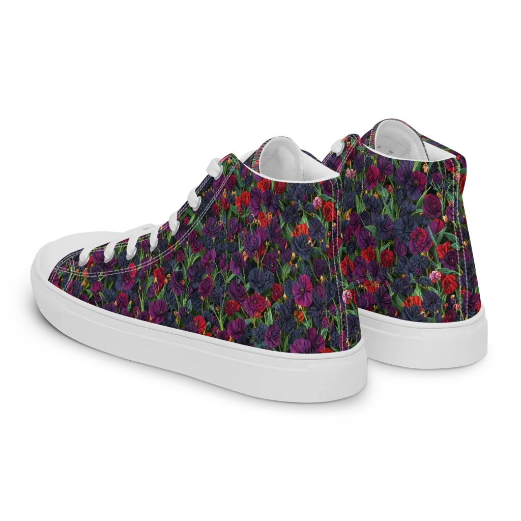 Velvet Nocturne on Men's High Top Canvas Shoes — Left Back