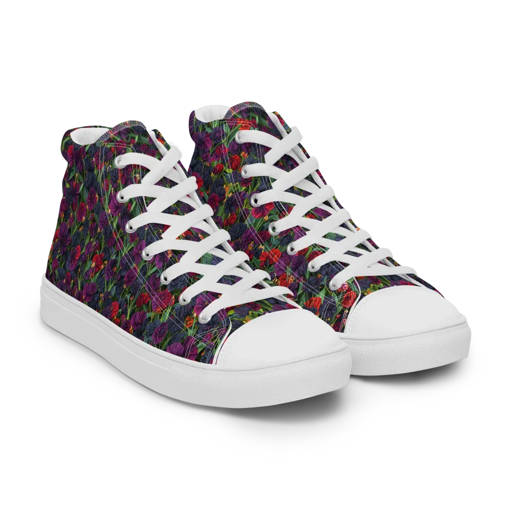 Velvet Nocturne on Men's High Top Canvas Shoes — Right Front