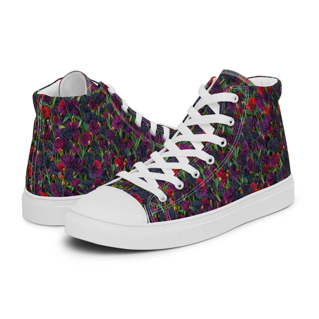 Velvet Nocturne on Men's High Top Canvas Shoes — Left