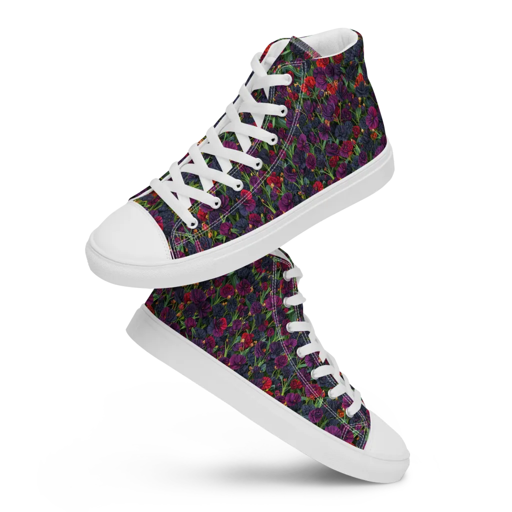 Velvet Nocturne on Men's High Top Canvas Shoes — Front