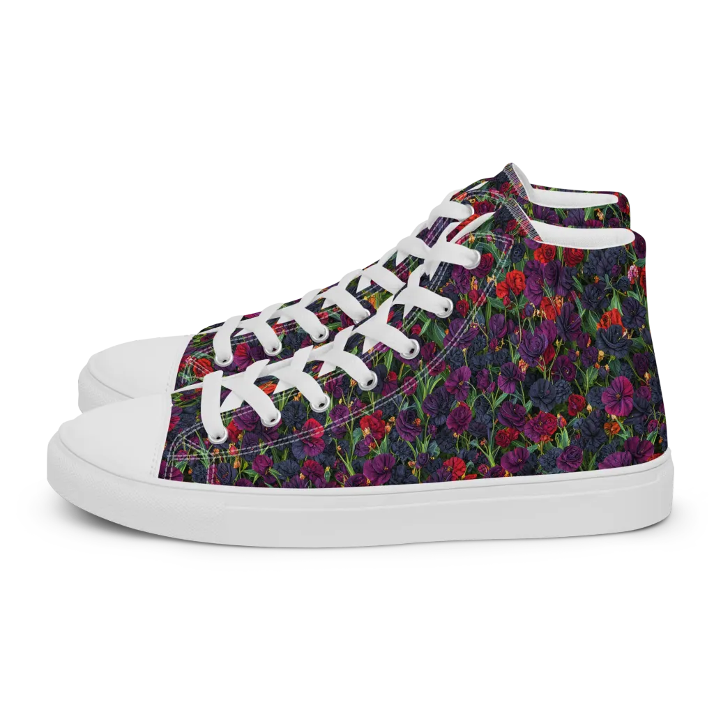 Velvet Nocturne on Women's High Top Canvas Shoes — Left