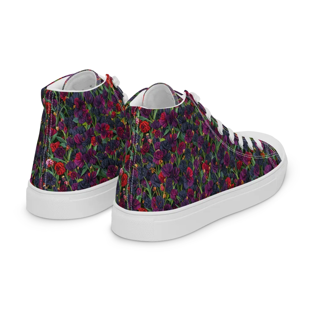 Velvet Nocturne on Women's High Top Canvas Shoes — Right Back