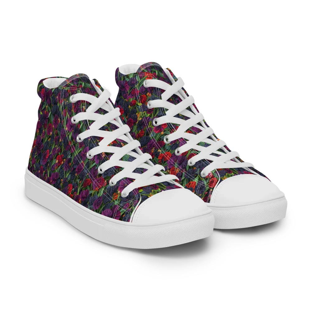 Velvet Nocturne on Women's High Top Canvas Shoes — Right Front