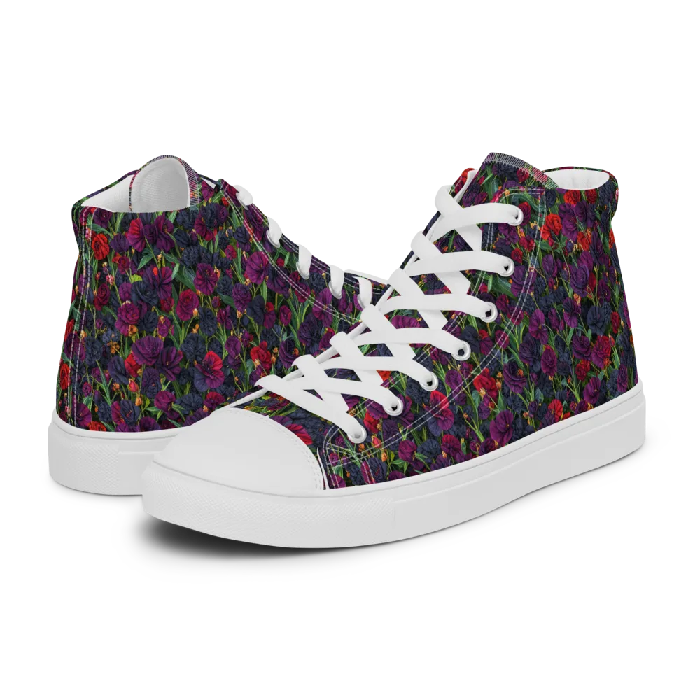 Velvet Nocturne on Women's High Top Canvas Shoes — Left