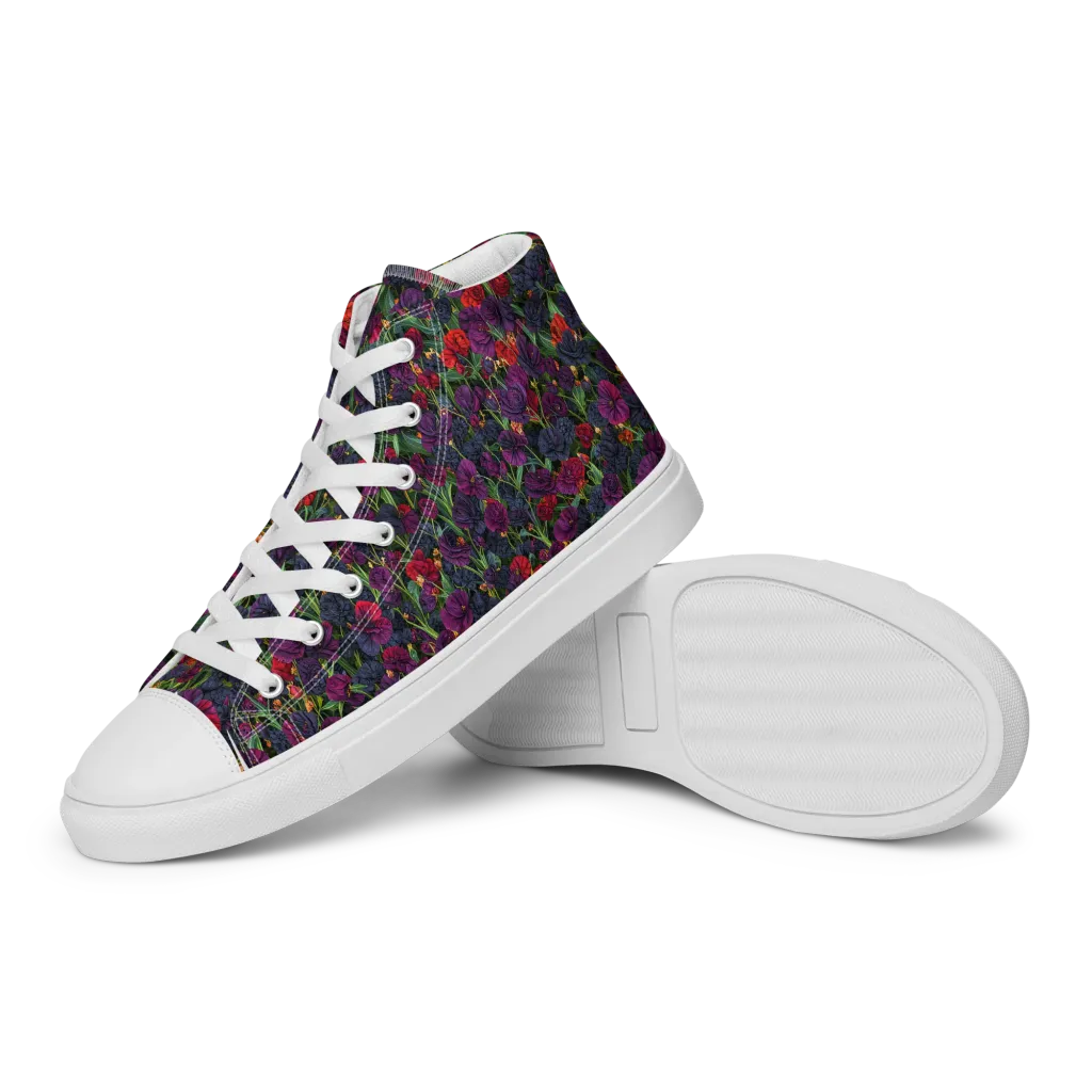 Velvet Nocturne on Women's High Top Canvas Shoes — Left