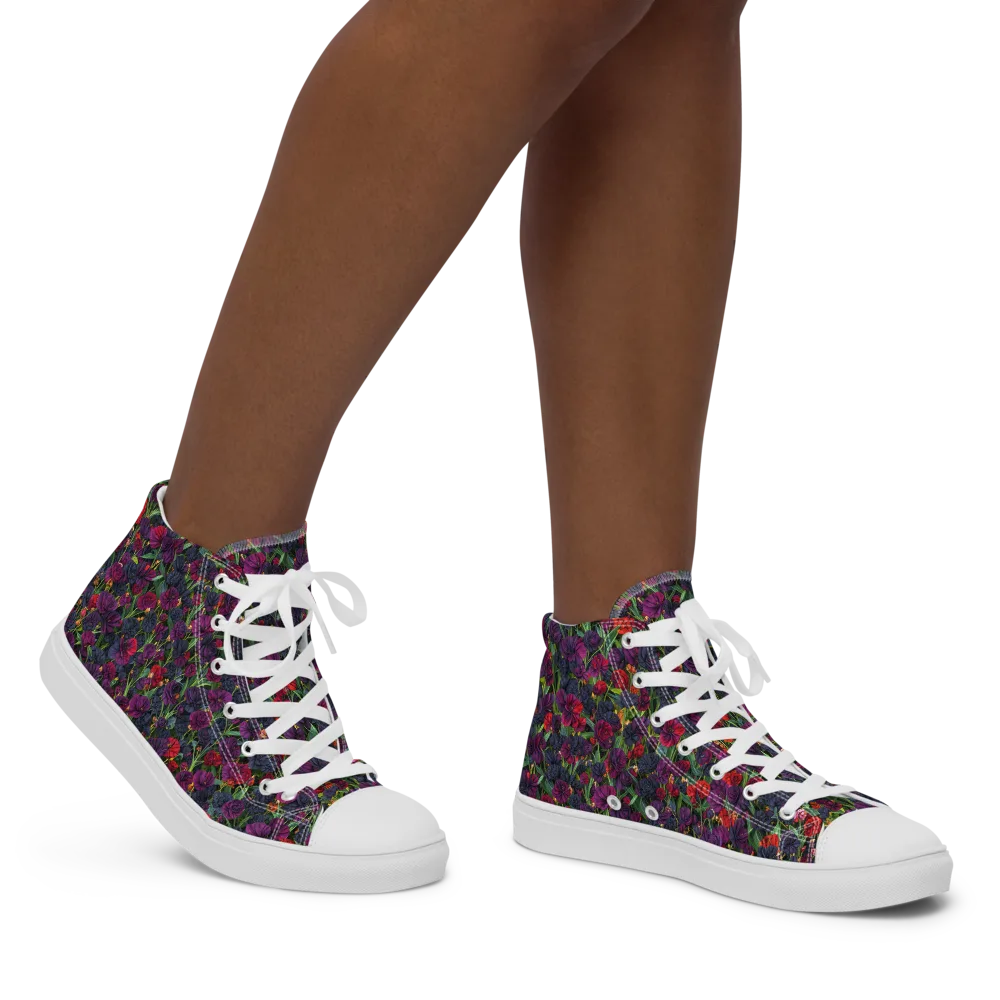 Velvet Nocturne on Women's High Top Canvas Shoes — Right