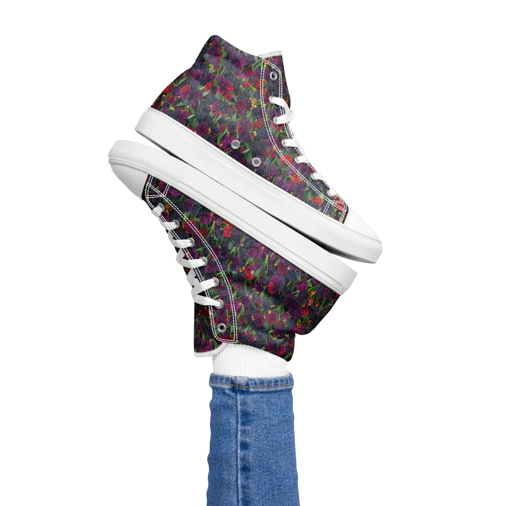 Velvet Nocturne on Women's High Top Canvas Shoes — Left