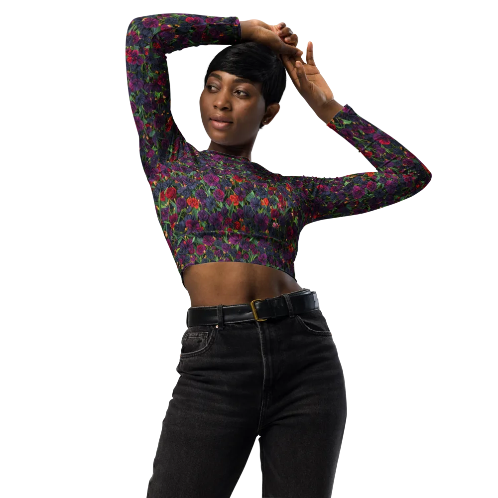 Velvet Nocturne on Long Sleeve Crop Top — Front