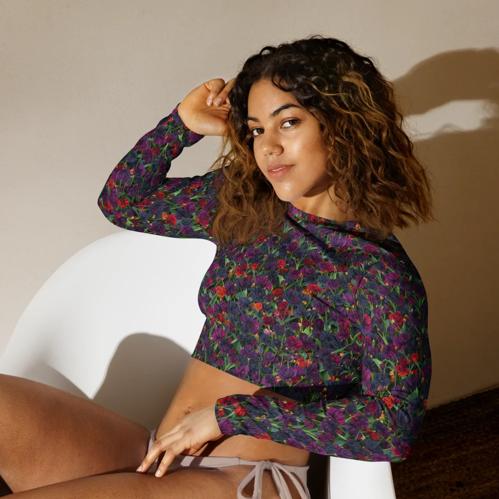 Velvet Nocturne on Long Sleeve Crop Top — Left Front