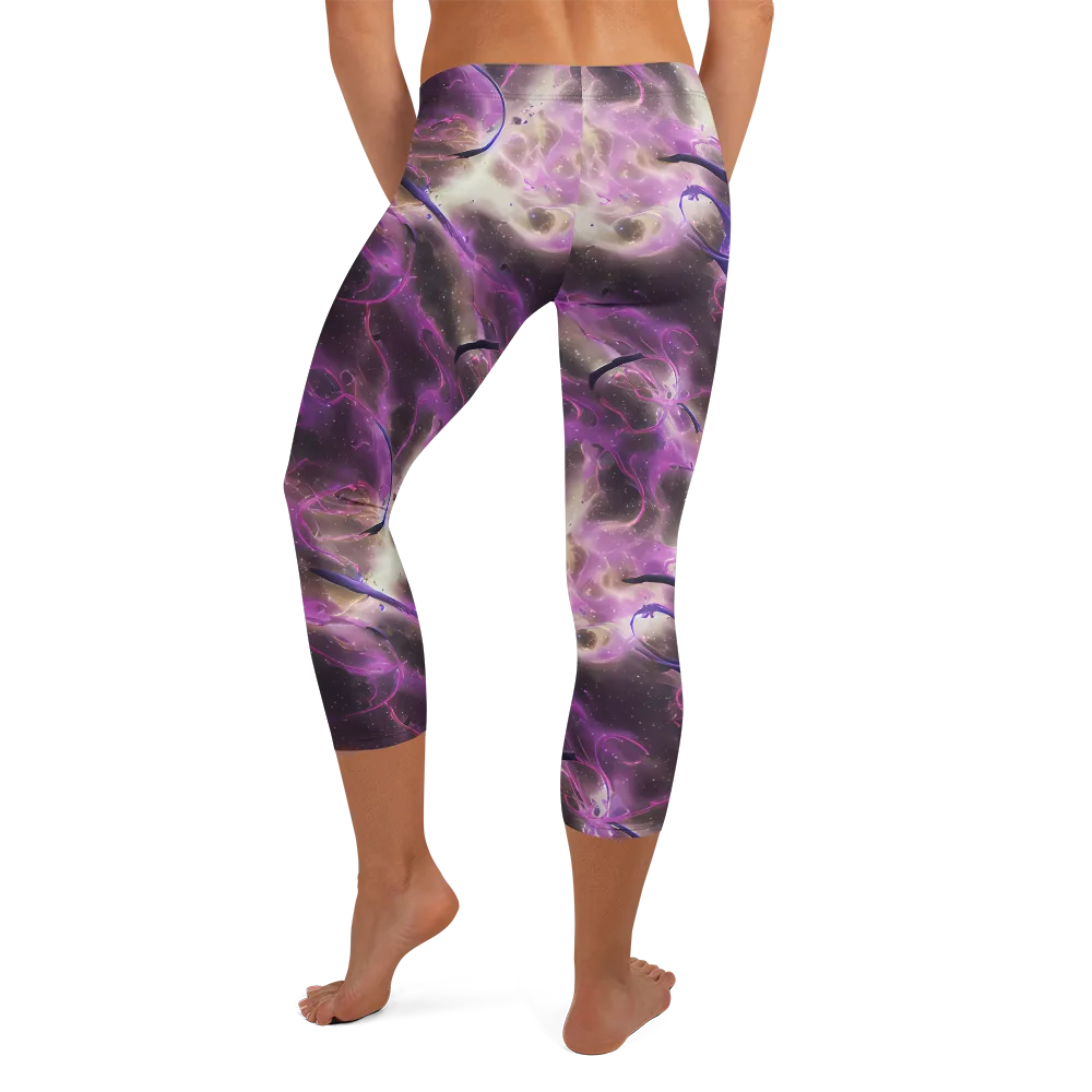 Violet Nebula on Capri Leggings — Back