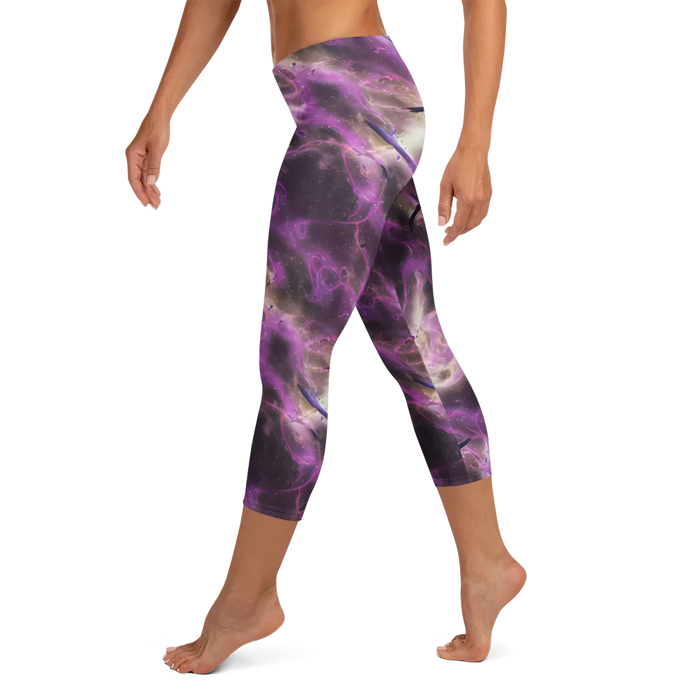 Violet Nebula on Capri Leggings — Left