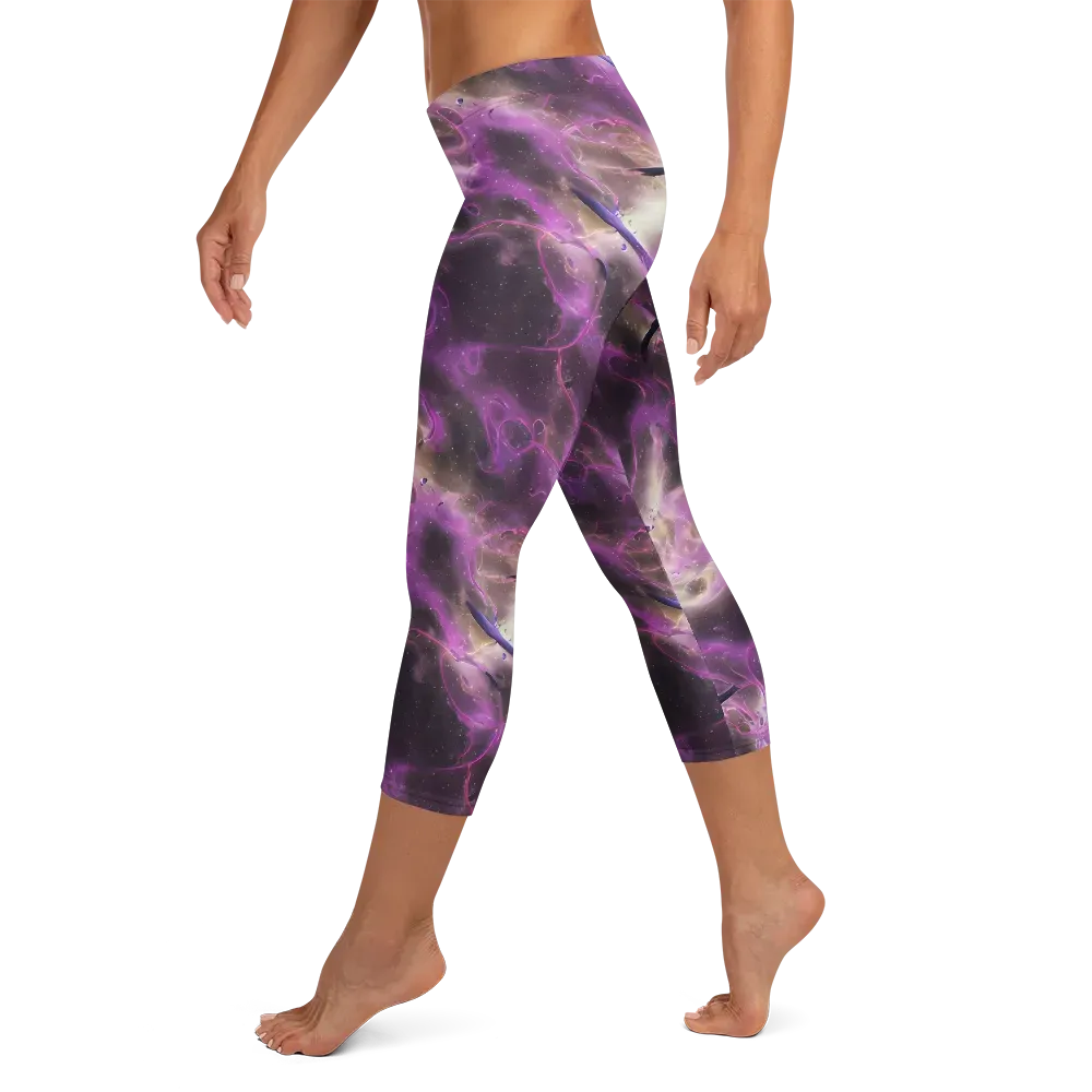 Violet Nebula on Capri Leggings — Left