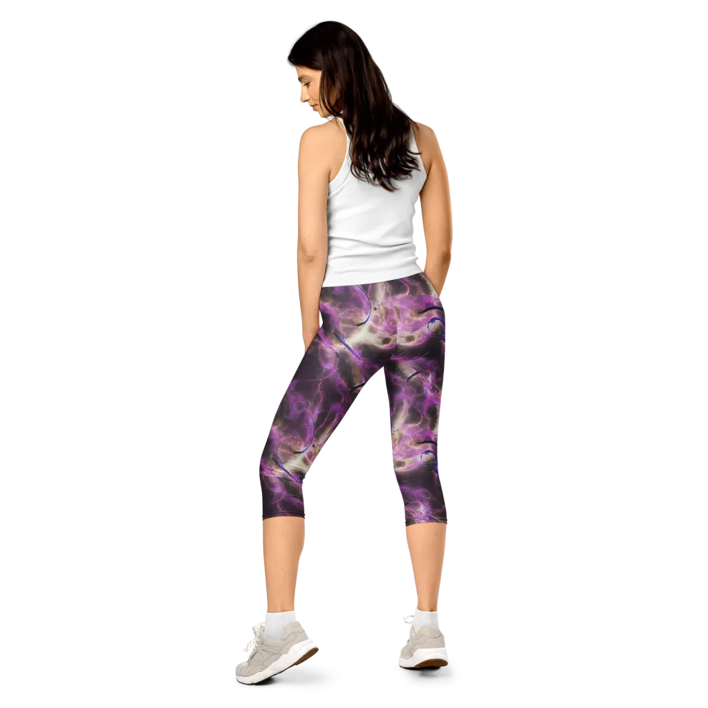 Violet Nebula on Capri Leggings — Back