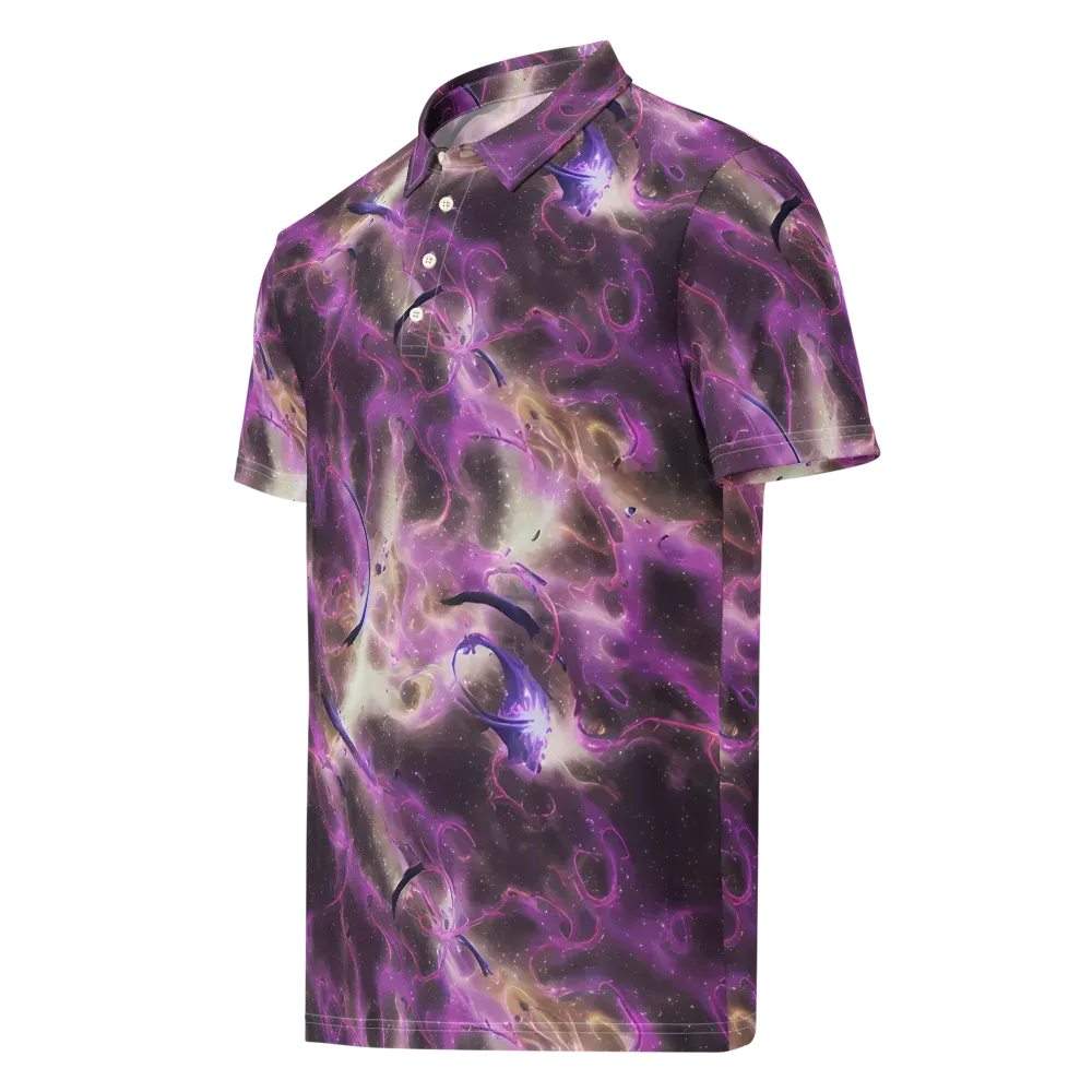 Violet Nebula on Men's Slim Fit Polo Shirt — Left Front