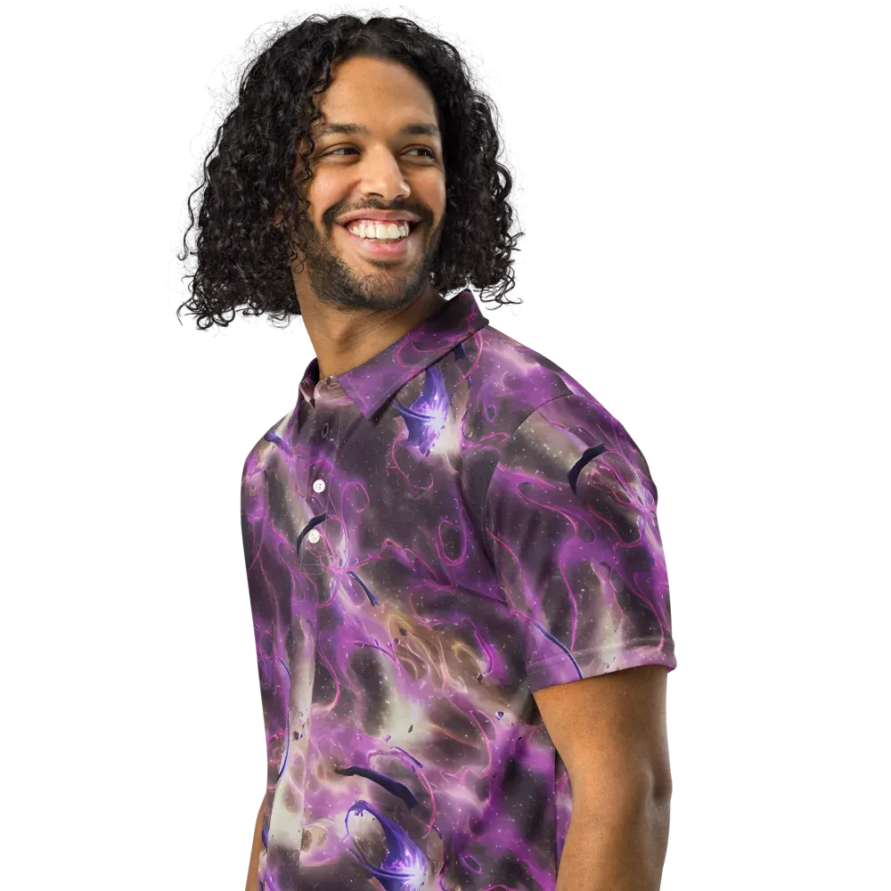 Violet Nebula on Men's Slim Fit Polo Shirt — Left Front
