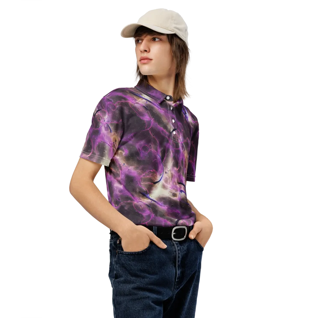 Violet Nebula on Men's Slim Fit Polo Shirt — Right Front