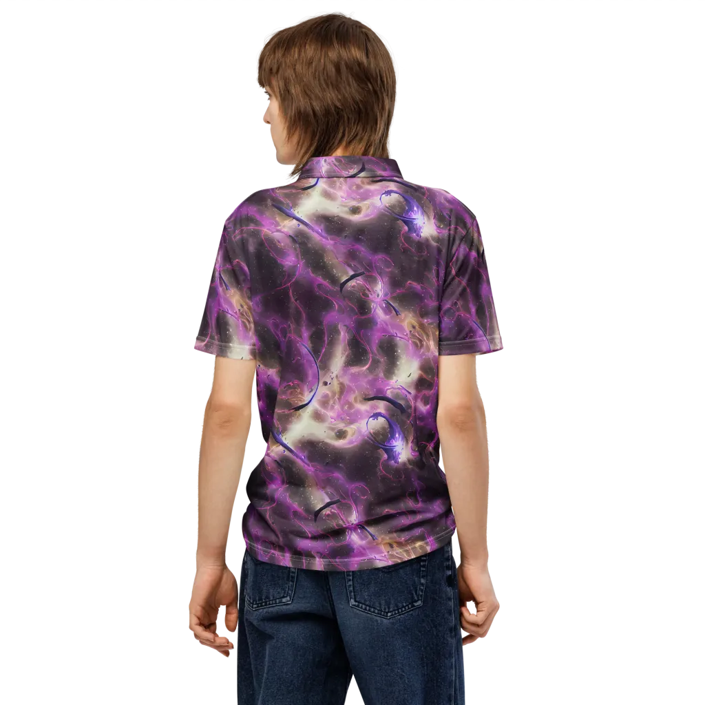 Violet Nebula on Men's Slim Fit Polo Shirt — Back