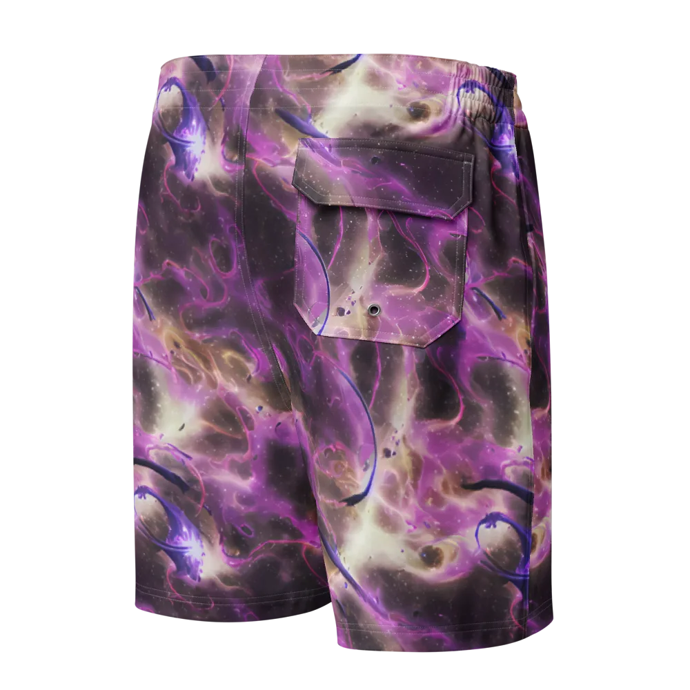 Violet Nebula on Men's Board Shorts — Back