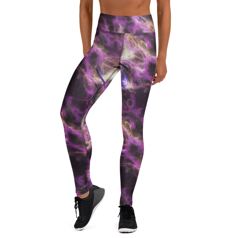 Violet Nebula on Yoga Leggings — Front