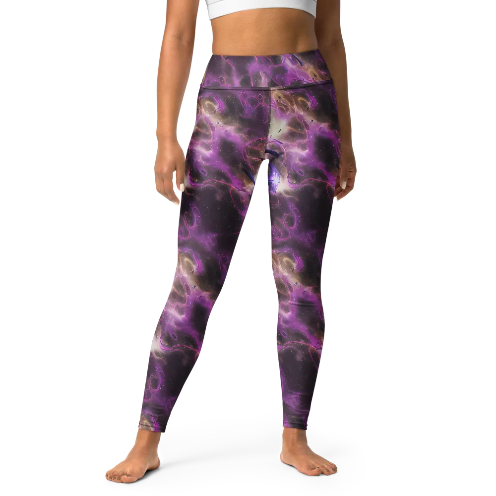 Violet Nebula on Yoga Leggings — Front