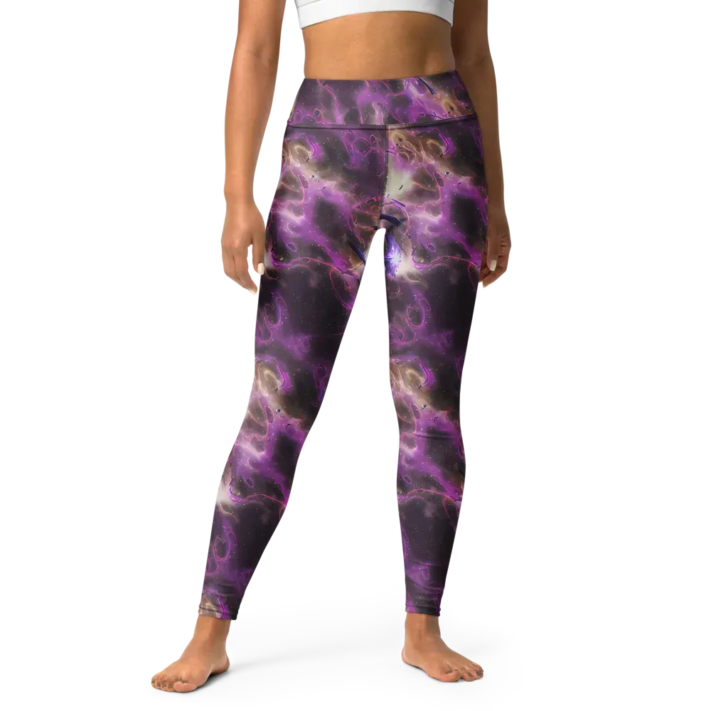 Violet Nebula on Yoga Leggings — Front