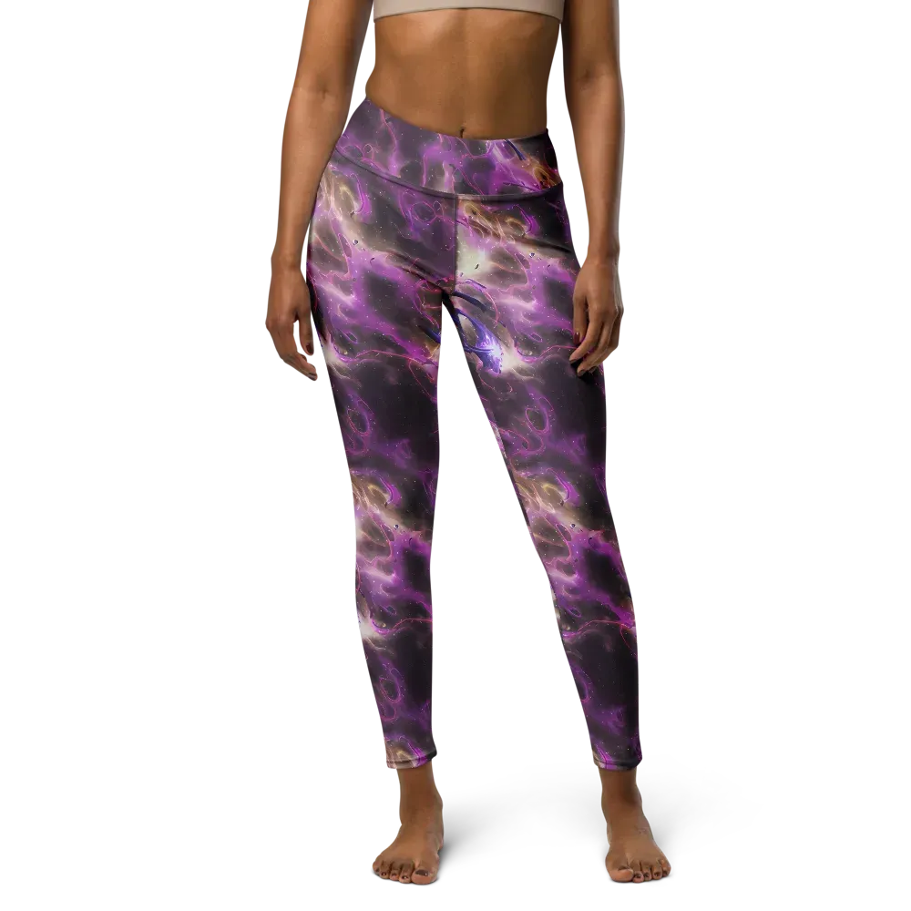Violet Nebula on Yoga Leggings — Front