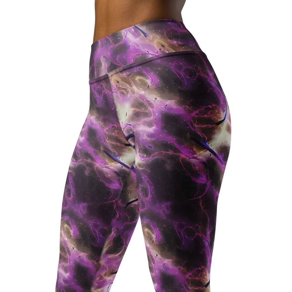 Violet Nebula on Yoga Leggings — Left Front