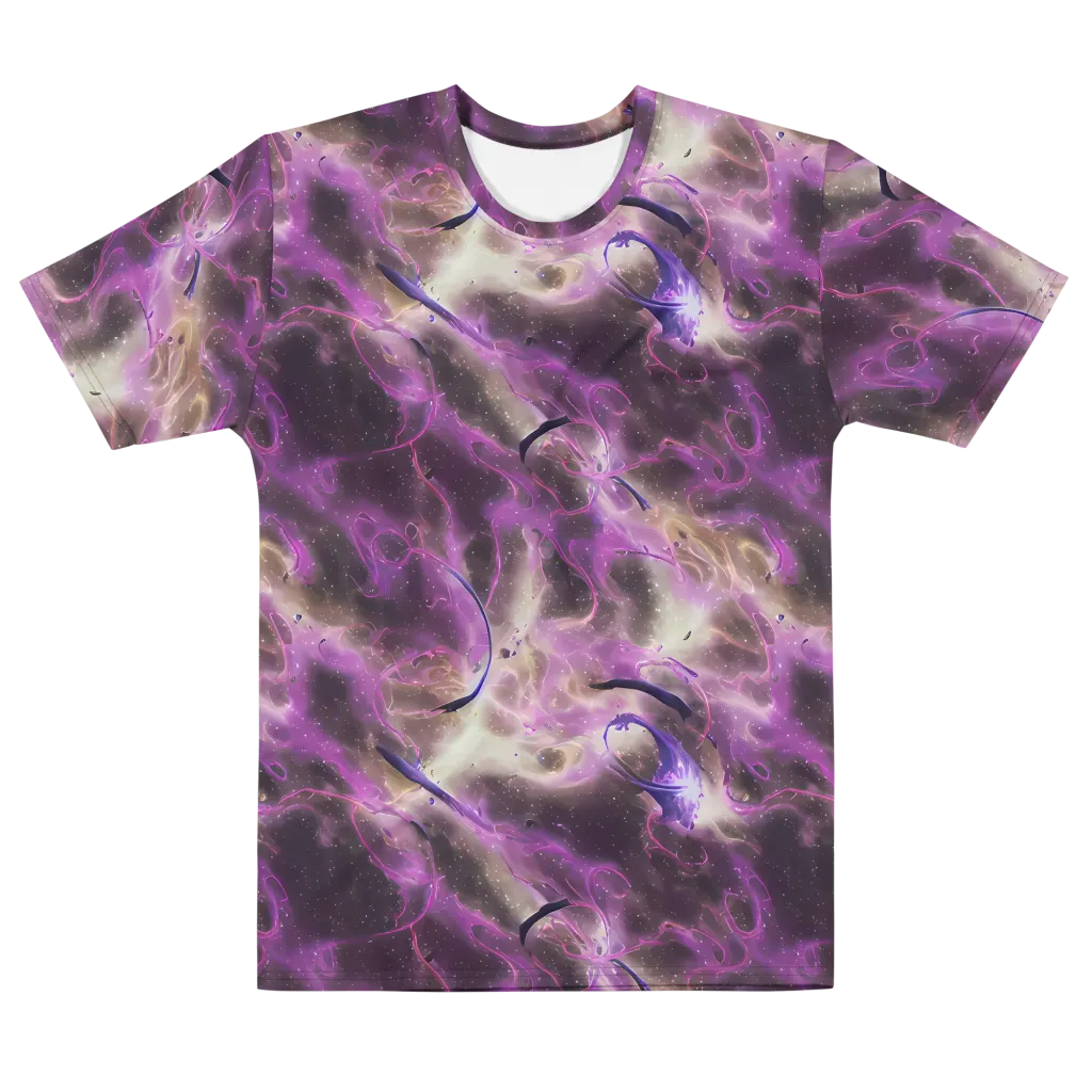 Violet Nebula on Men's Cotton Crew Neck T-Shirt — Front