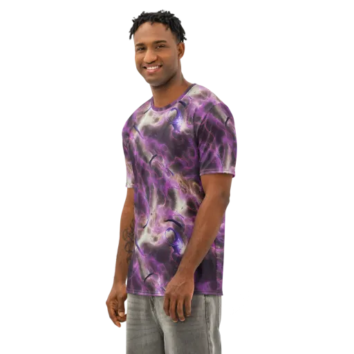 Violet Nebula on a Men's Cotton Crew Neck T-Shirt