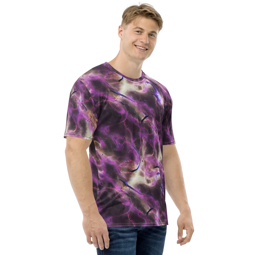 Violet Nebula on Men's Crew Neck T-Shirt — Right