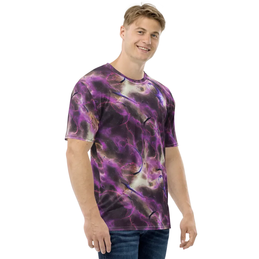 Violet Nebula on Men's Crew Neck T-Shirt — Right