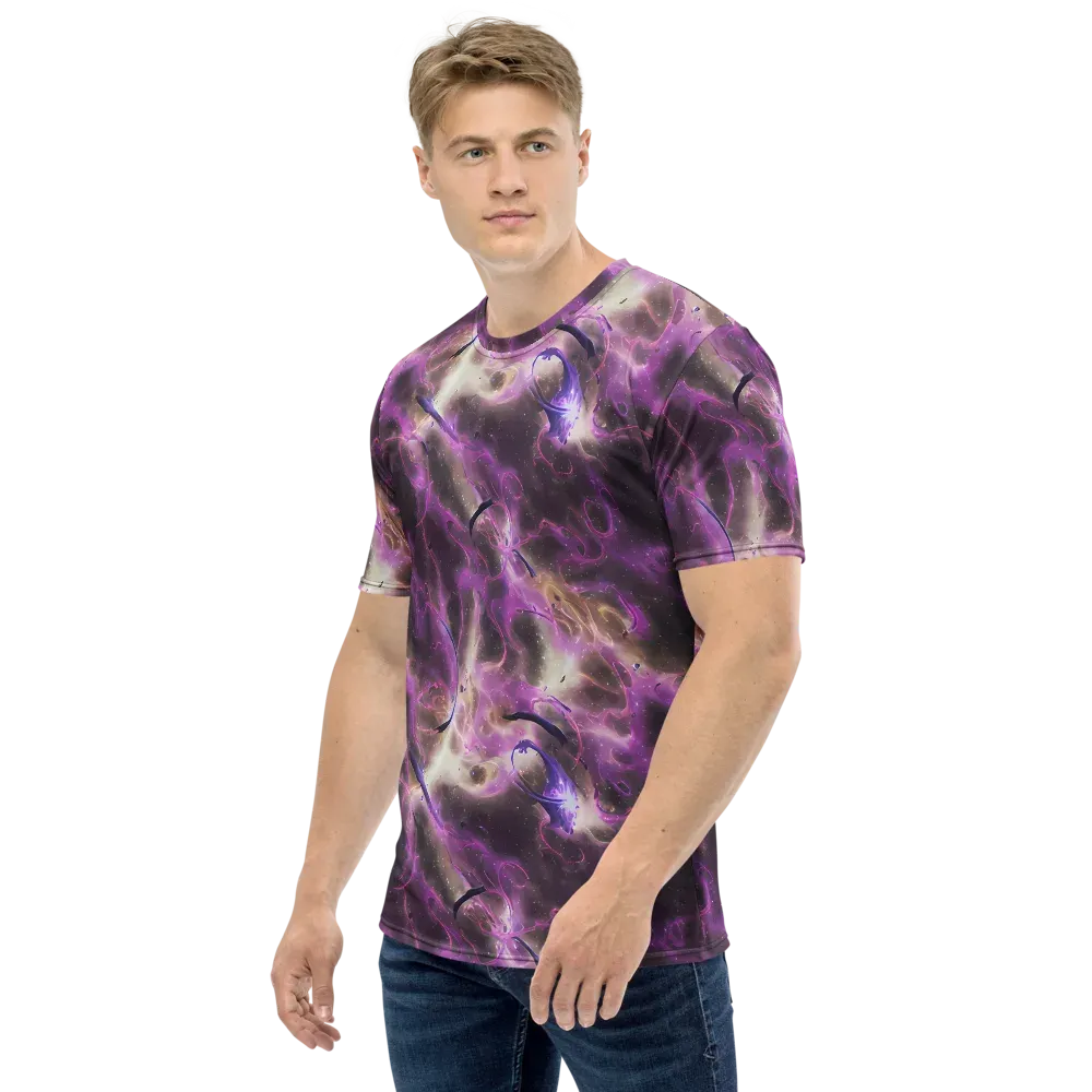 Violet Nebula on Men's Crew Neck T-Shirt — Left
