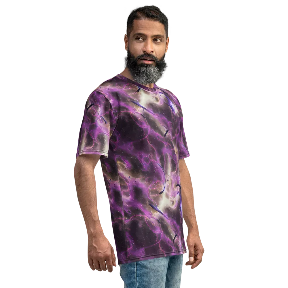 Violet Nebula on Men's Crew Neck T-Shirt — Right