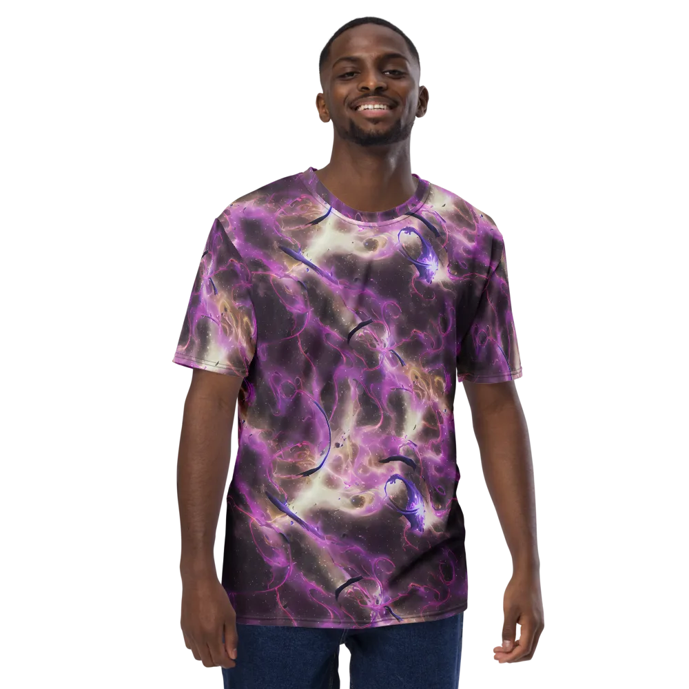 Violet Nebula on Men's Crew Neck T-Shirt — Front